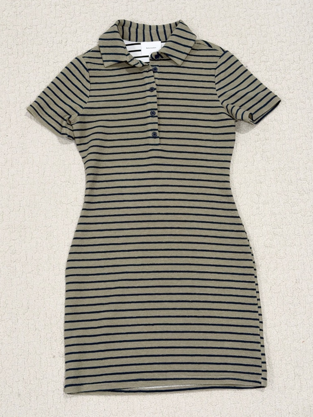 Reformation Striped Textured Polo Dress Size Medium